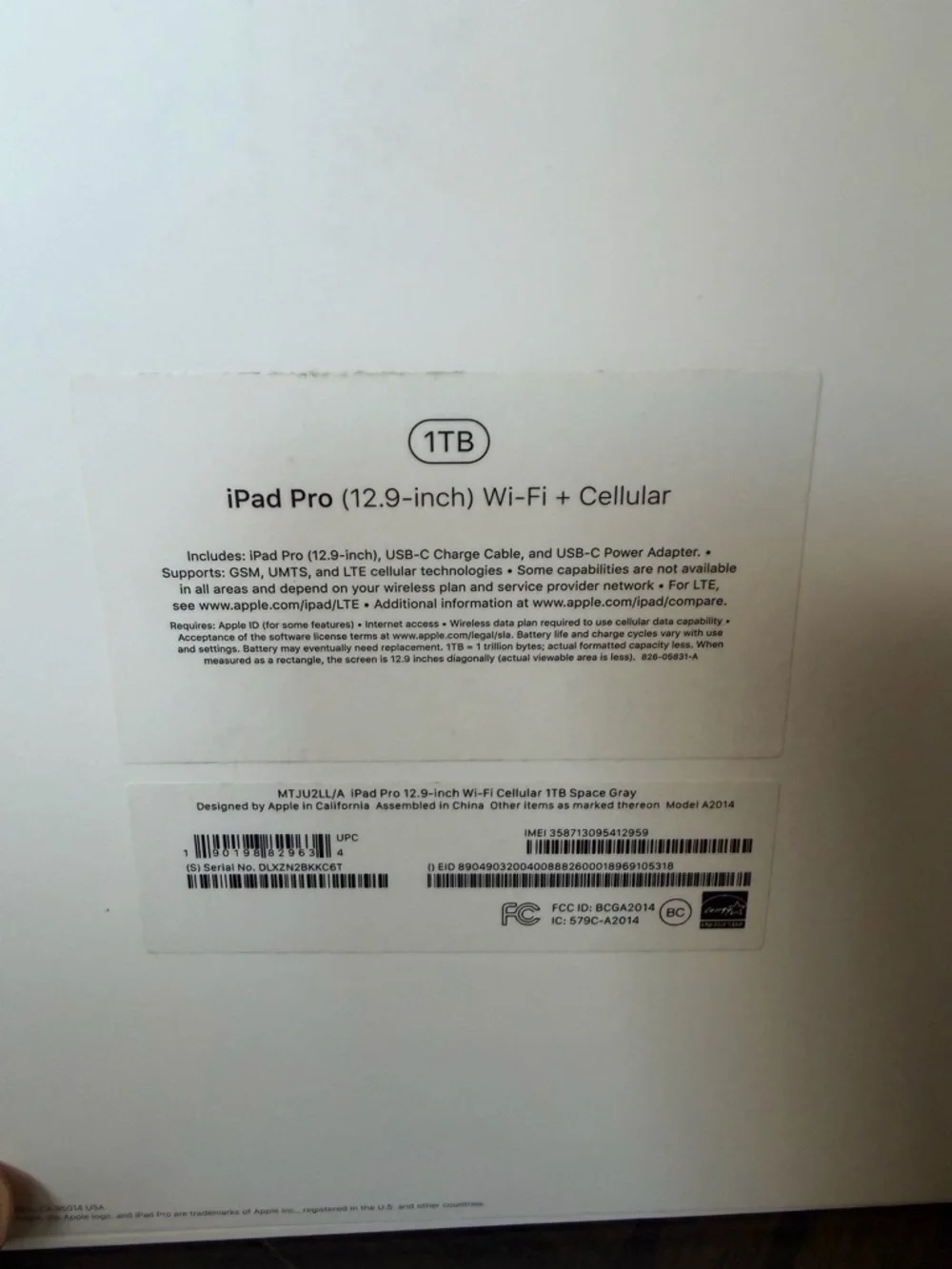 Apple iPad Pro - 12.9” WiFi + Cellular - Retail Box